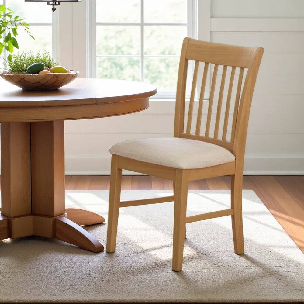 Left. FurniFact - Elegant Oak Dining Chairs – Solid Wood Kitchen and Dining Chairs Set of 2 - Oak.