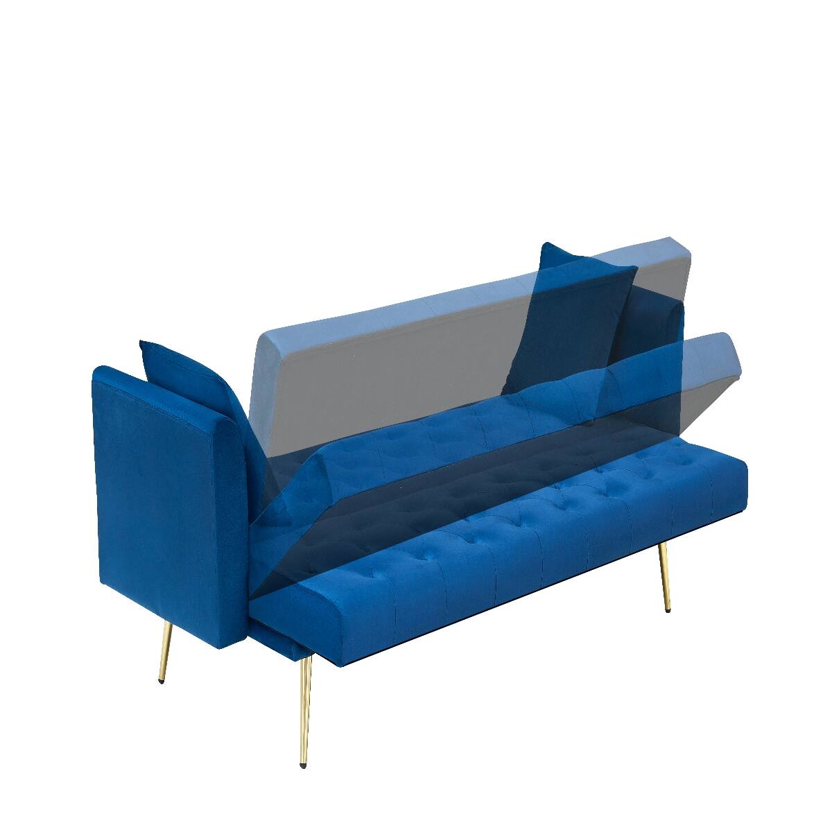Alt View 4. Ropilly - Ropilly 71 Inch Convertible Loveseat Sofa Blue Velvet Sofa Bed for Small Living Room Bedroom Office - Blue.
