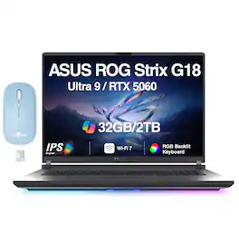ASUS - Upgraded - ROG Strix G18 Laptop 18 WQXGA Display (Ultra 9- 275HX, 32GB, 2TB SSD, Win 11 Pro) w/Dockztorm Wireless Mouse - Gray