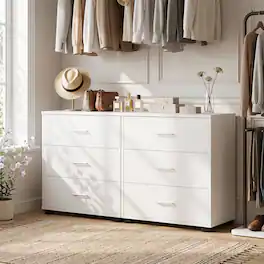 Aheaplus - 2-Piece Stackable Walk-in Closet Drawer System - Large Capacity Storage Organizer for Bedroom, Livingroom - White