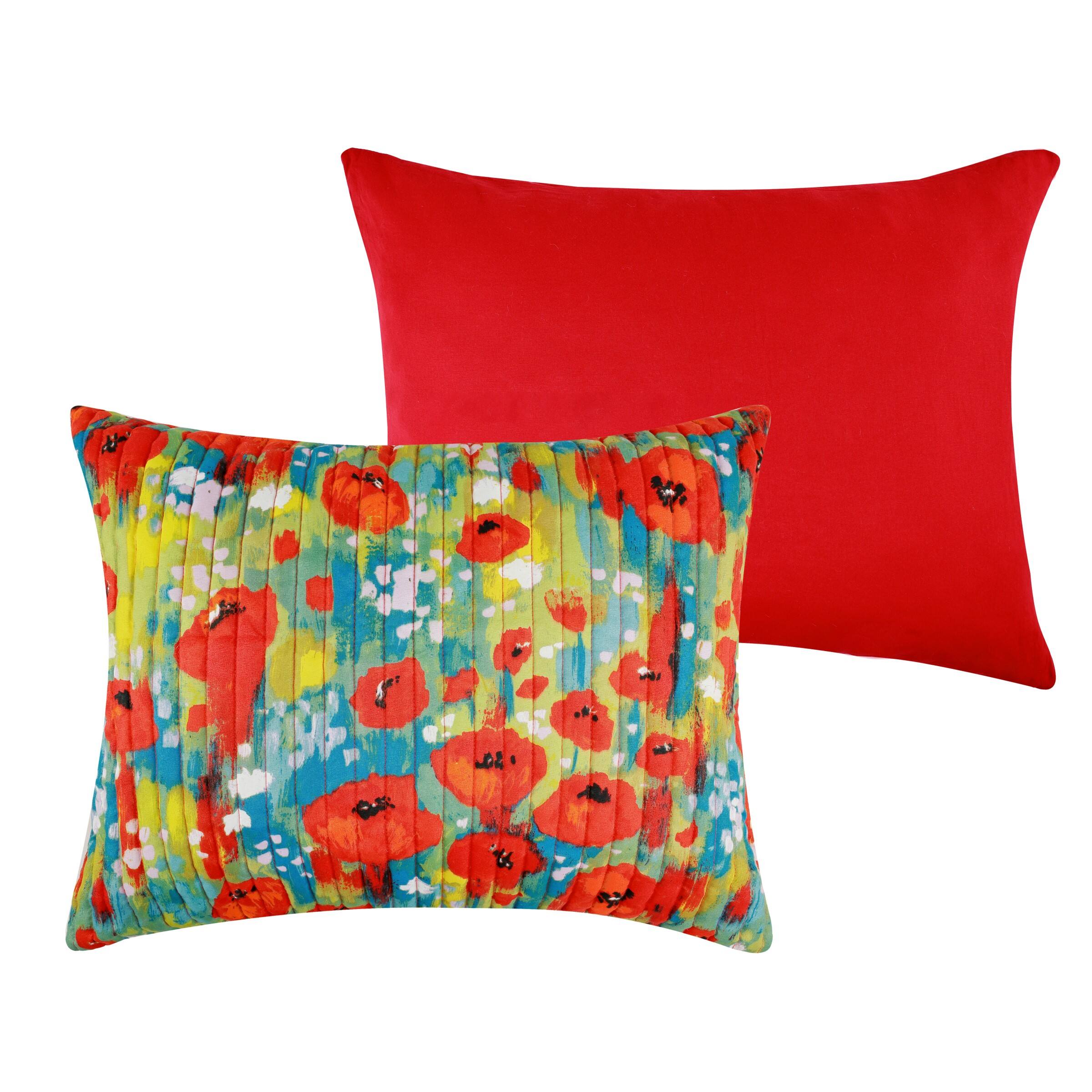 Left. BreeBe - Poppies Sham Standard - Red.
