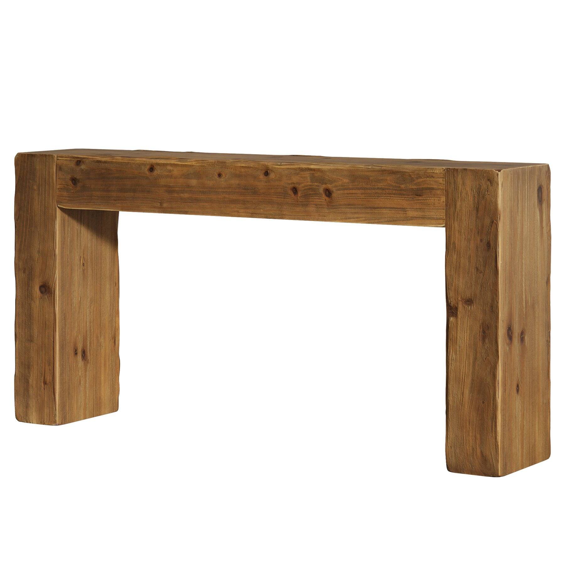 Angle. Kadyn - Solid Wood Rectangular Console Table - Open Base, 63x11.8x31.5", Living Room/Entryway Furniture, Durable & Stylish - Brown.