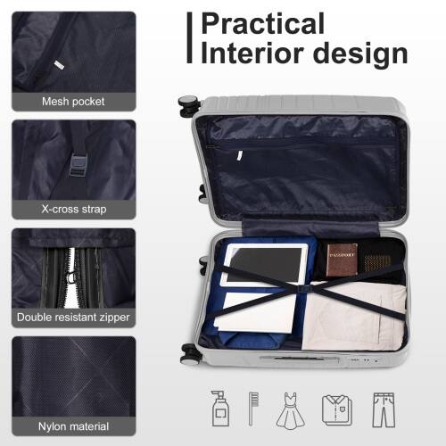 Practical Interior design  
Mesh pocket  
X-cross strap  
Double resistant zipper  
Nylon material