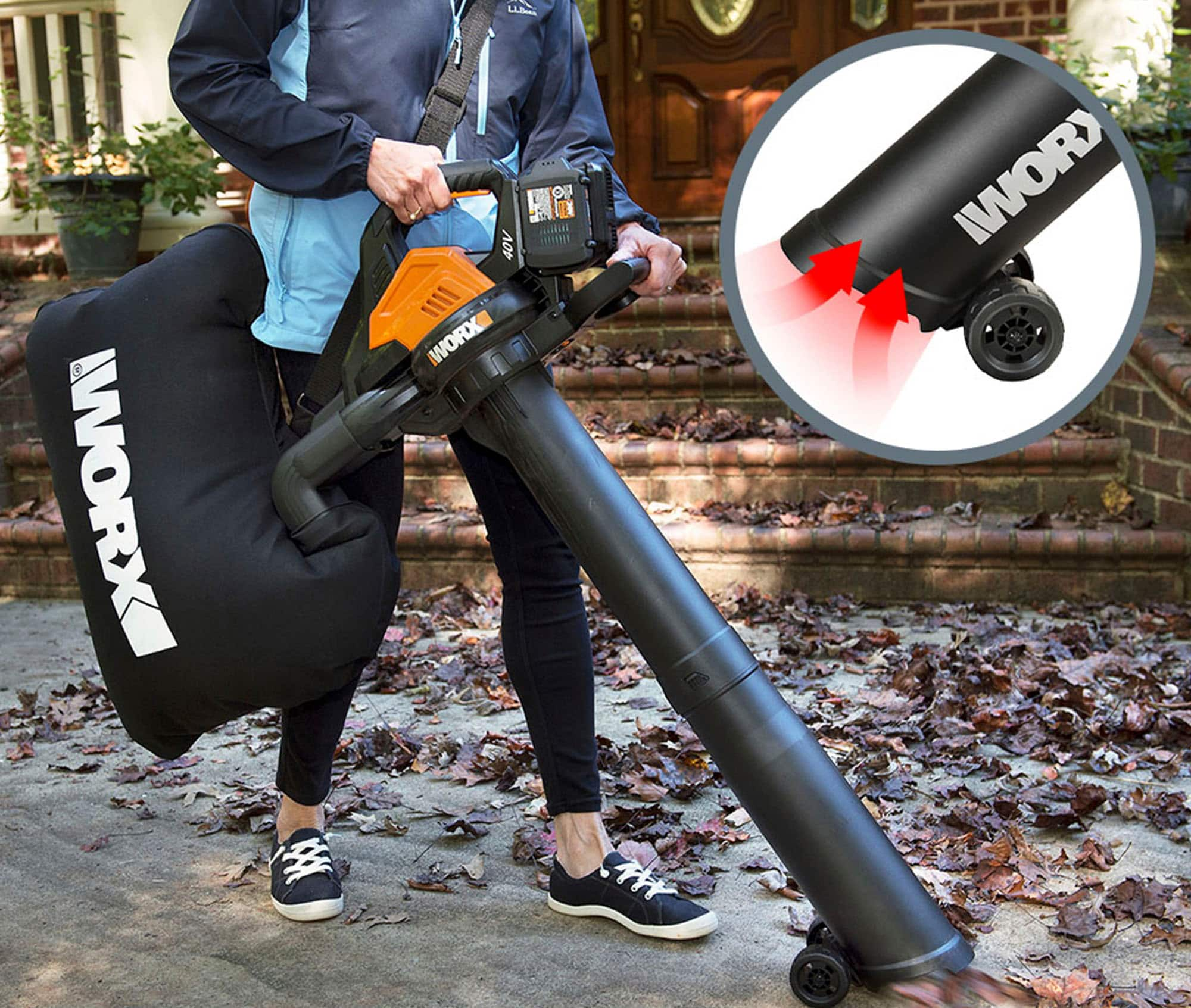 WORX 40V 185 MPH 350 CFM Cordless Leaf Blower Vac Mulcher 2 x 4.0 Ah Batteries 1 x Charger Black WG583 Best Buy