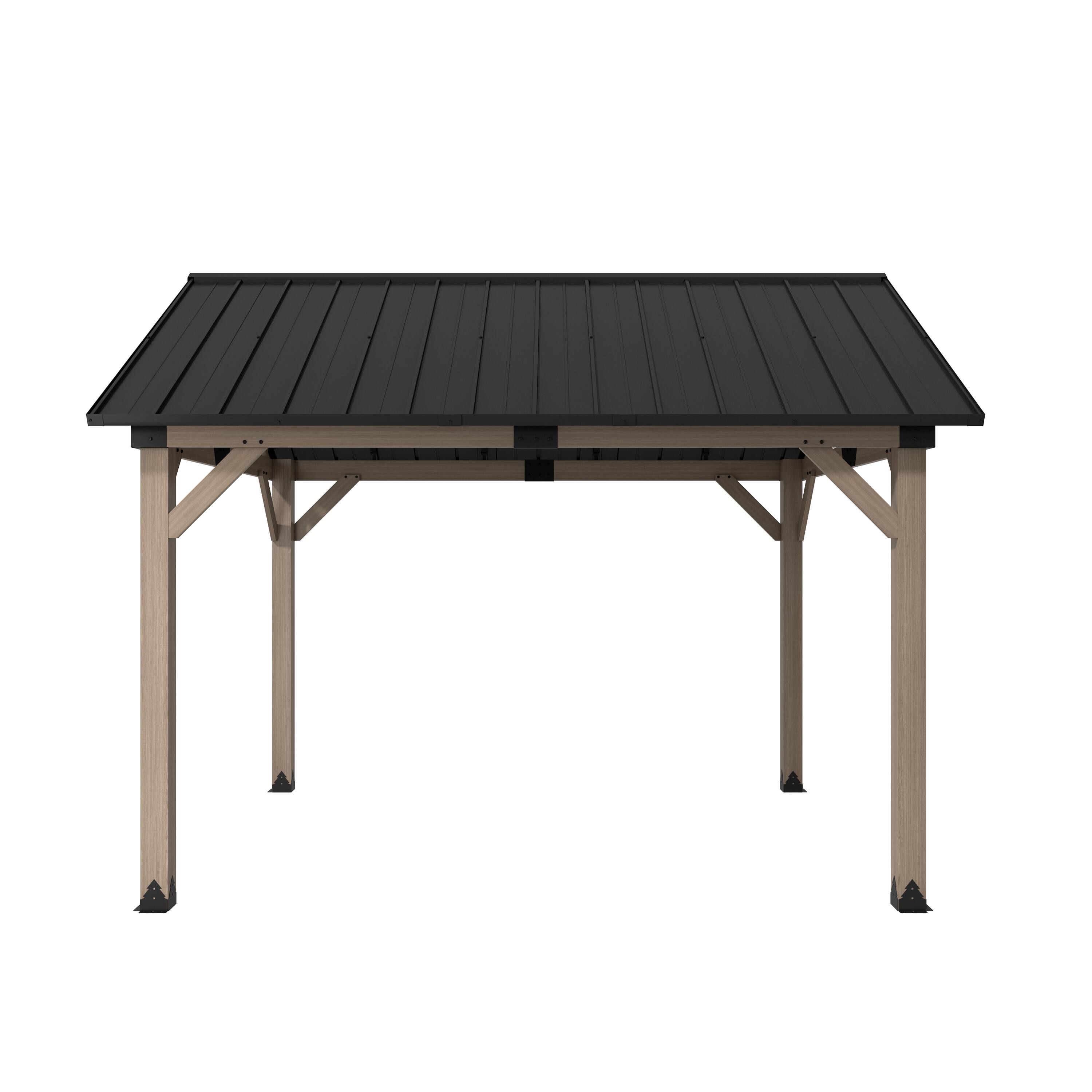 Alt View 6. Mondawe - 10x12 ft. Cedar Wood Gazebo with Galvanized Steel Gable Roof - Natural Wood.