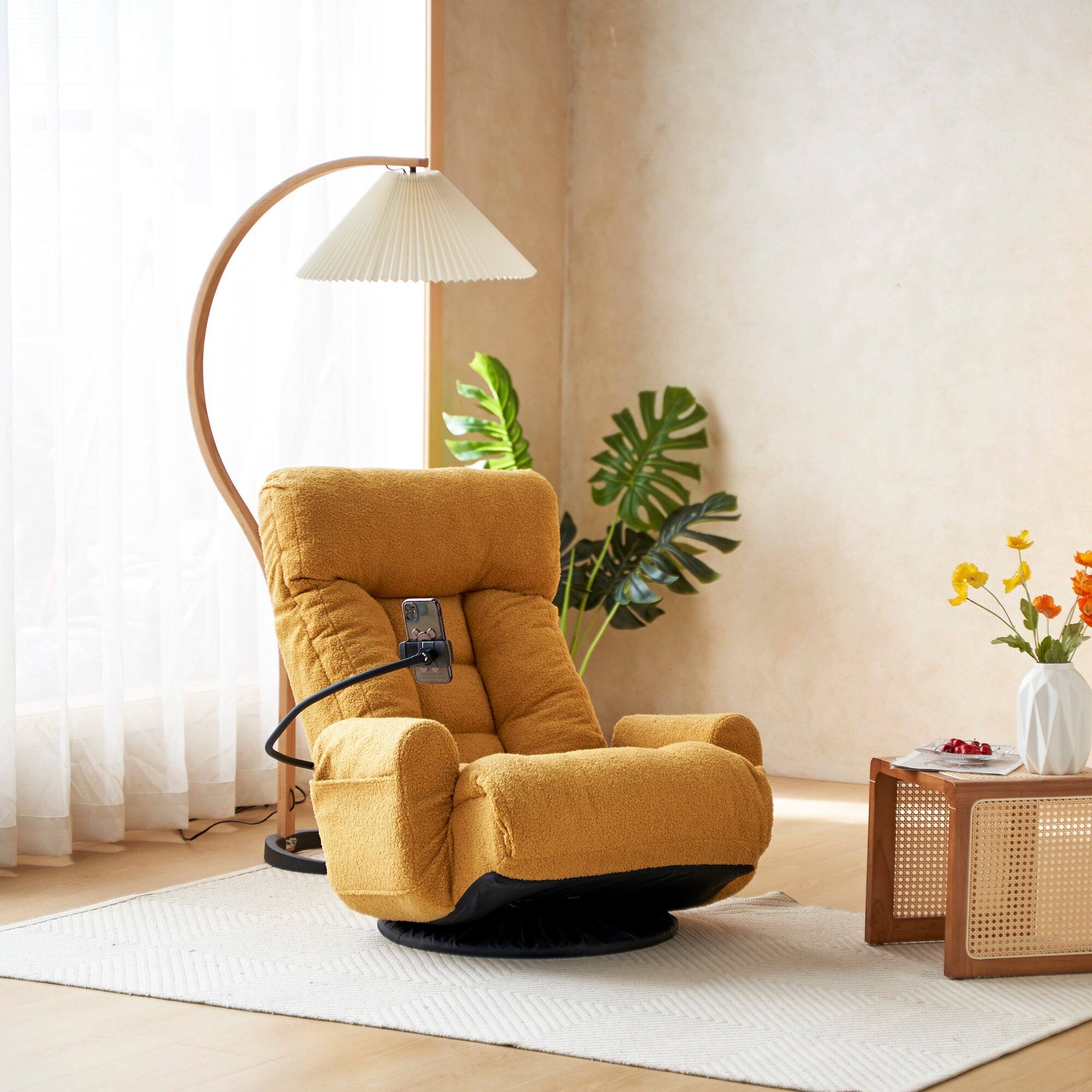 Alt View 2. Boyel Living - 360 Rotating Foldable Adjustable Floor Lounge Chair Comfortable Seating for Living Room Bedroom Yellow - Yellow.