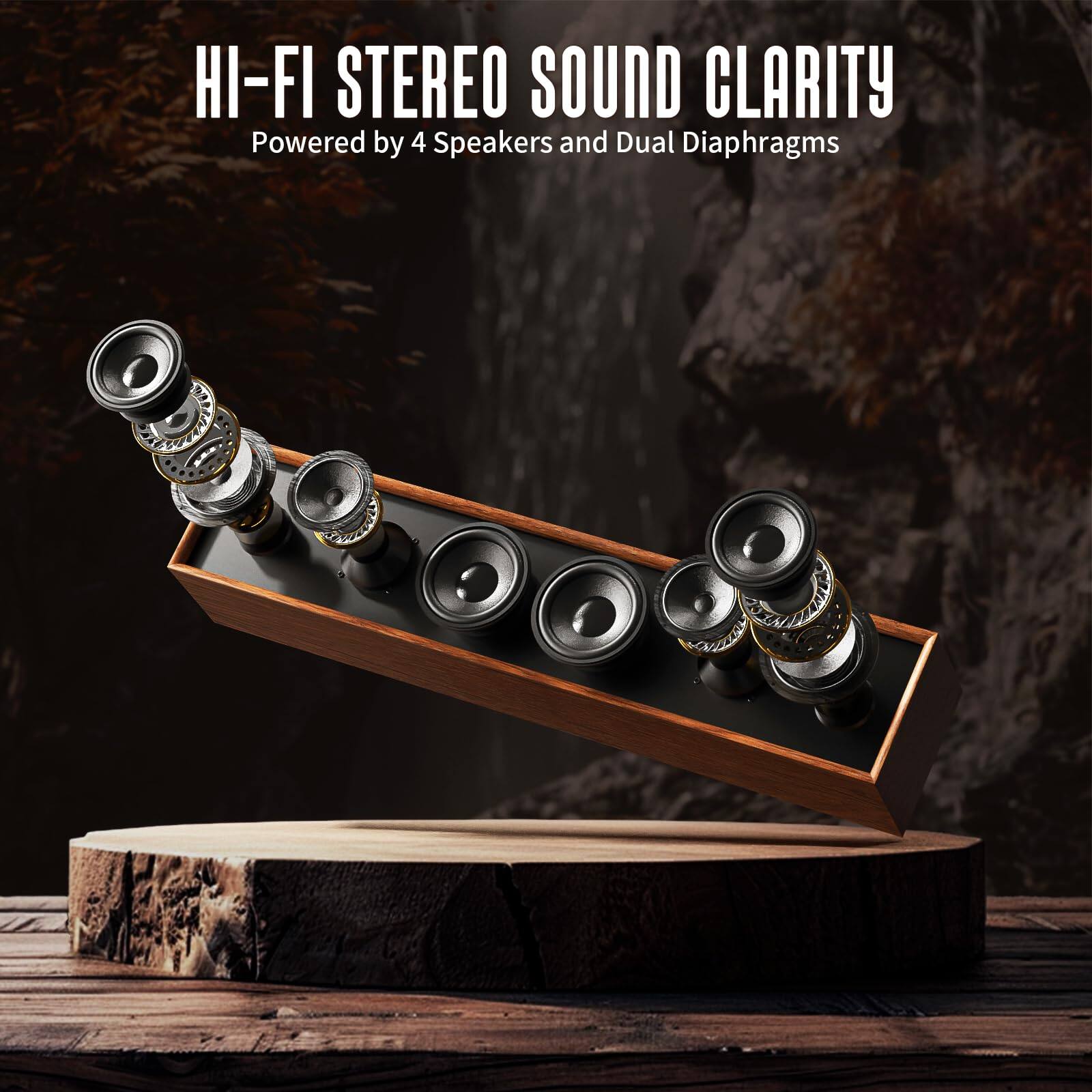 HI-FI STEREO SOUND CLARITY  
Powered by 4 Speakers and Dual Diaphragms