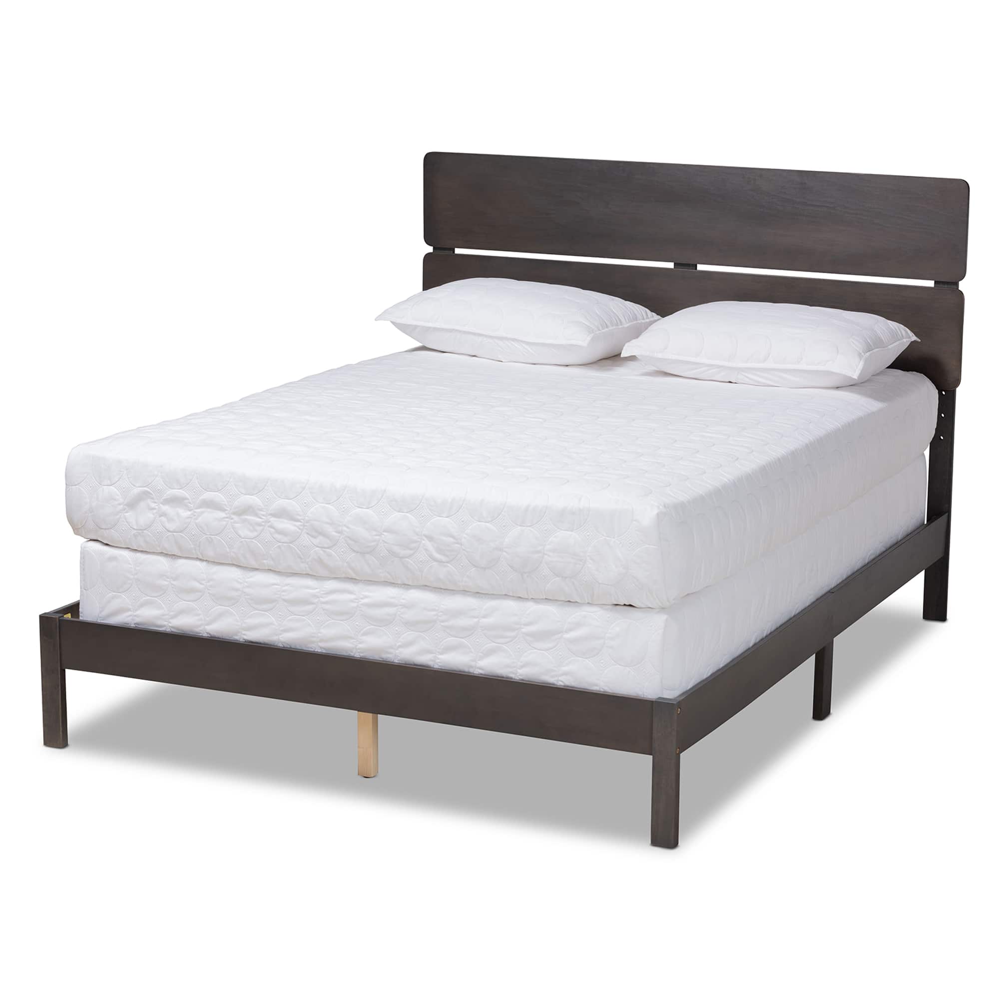 Baxton Studio - Anthony Modern and Contemporary Oak Finished Wood Panel Bed - Dark Greyish Oak