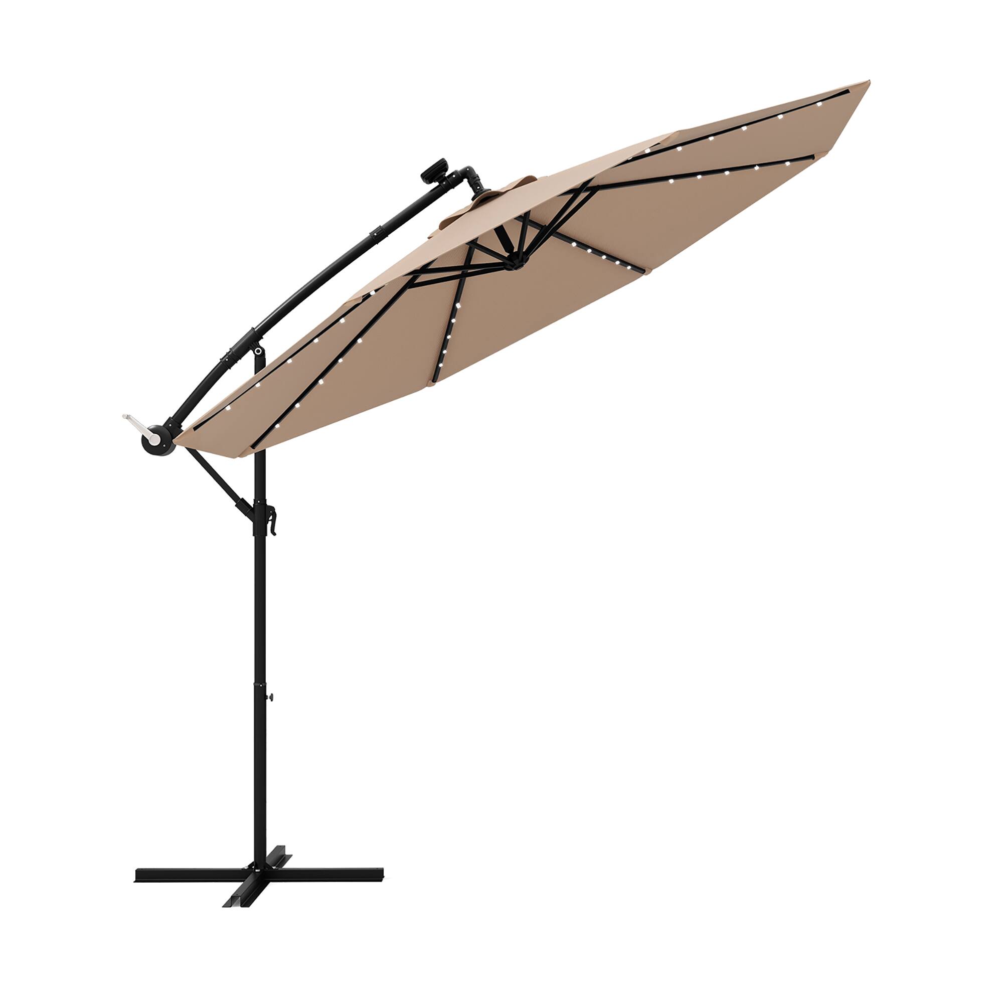 Alt View 9. Gymax - Gymax 10 ft Patio Offset Umbrella w/ Solar Lights Deck Umbrella w/ Easy Tilt Adjustment Tan - Tan.