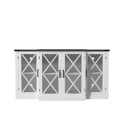 Front. Boyel Living - White 33.35 in. H TV Stand with Height Adjustable Shelf - White.