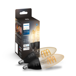 Philips - Hue 75W White Ambiance 4.9W Filament Candle E12 Smart Bulbs, 2pk
