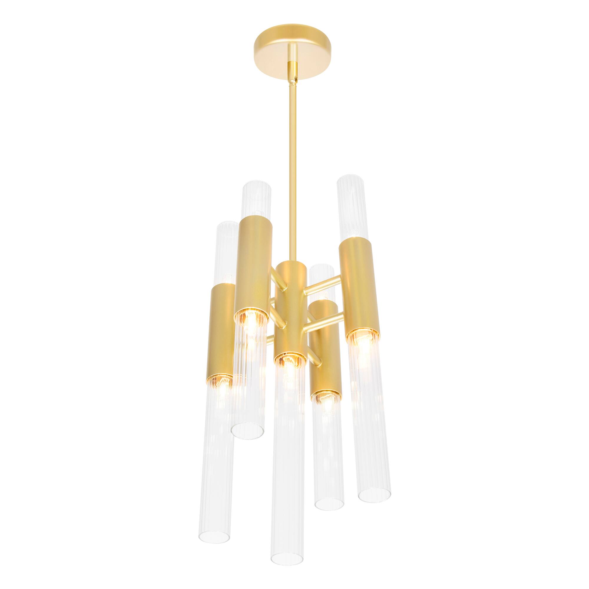 Angle. CWI Lighting - Orgue 9 Light Mini Pendant With Satin Gold Finish - Satin Gold.