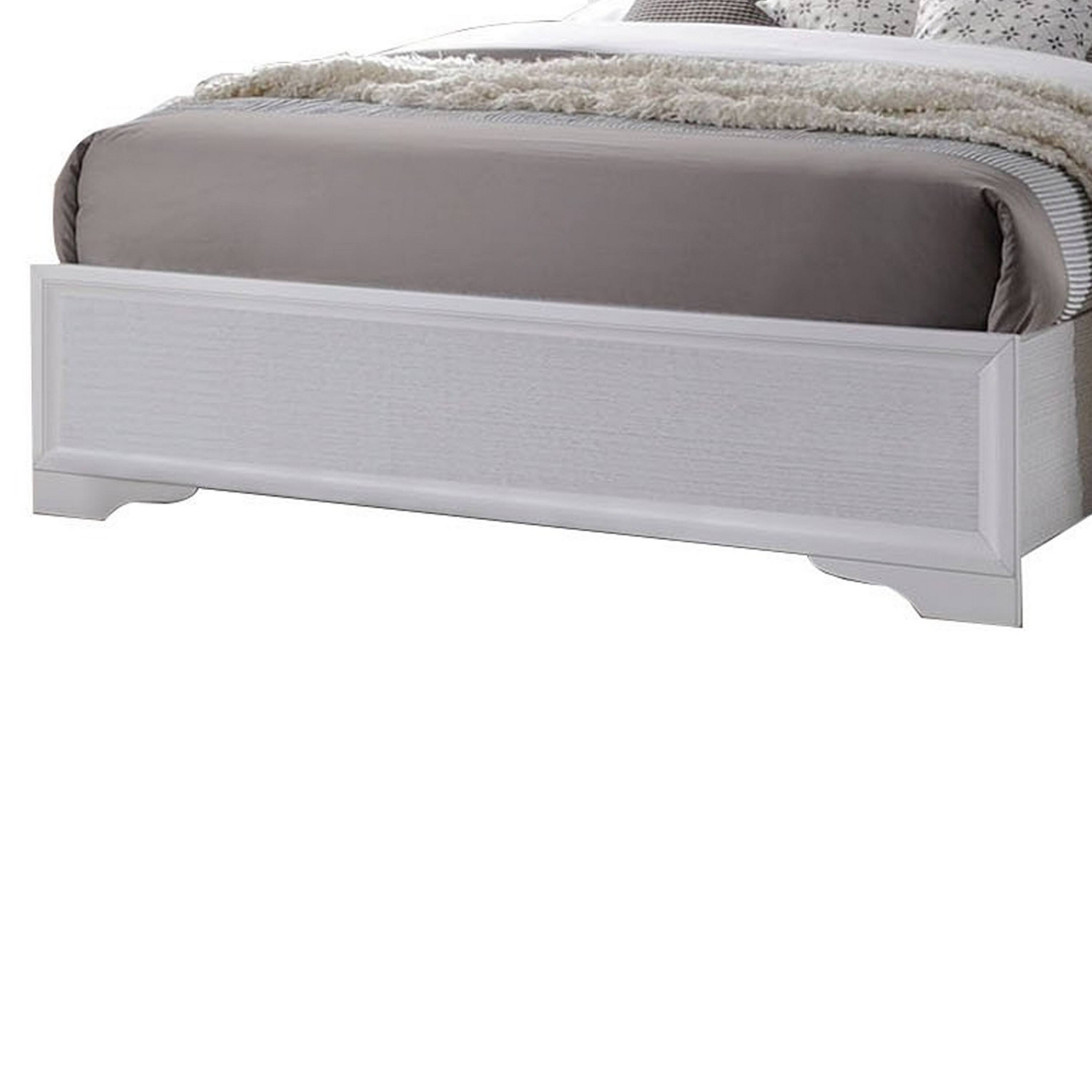 Alt View 1. Manhattan Lane - Wooden Twin Size bed with Bracket Legs and Crystal Accented Headboard, White - White.