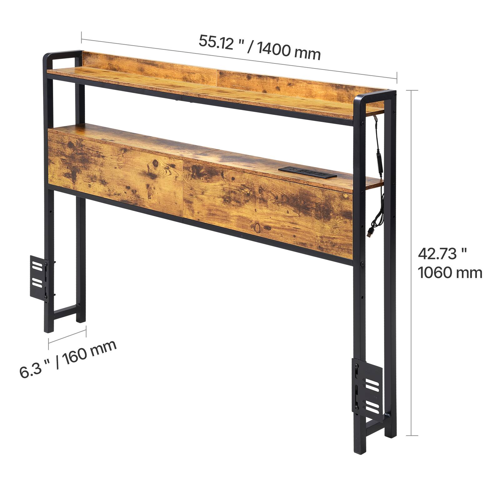 55.12" / 1400 mm  
42.73" / 1060 mm  
6.3" / 160 mm