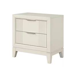Manhattan Lane - Toi Nightstand, 2 Drawers, Antique White Finished Solid Wood, 27 Inch - White, Chrome