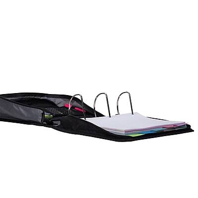 Alt View 3. Case It - King Sized Zip Tab 4" 3-Ring Zipper Binders, D-Ring - Red.