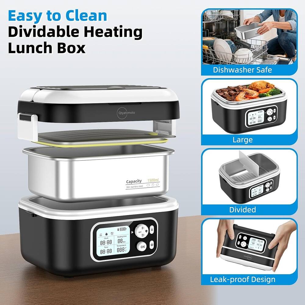 Easy to Clean Dividable Heating Lunch Box

- Dishwasher Safe
- Large Capacity 1500ml
- Divided
- Leak-proof Design