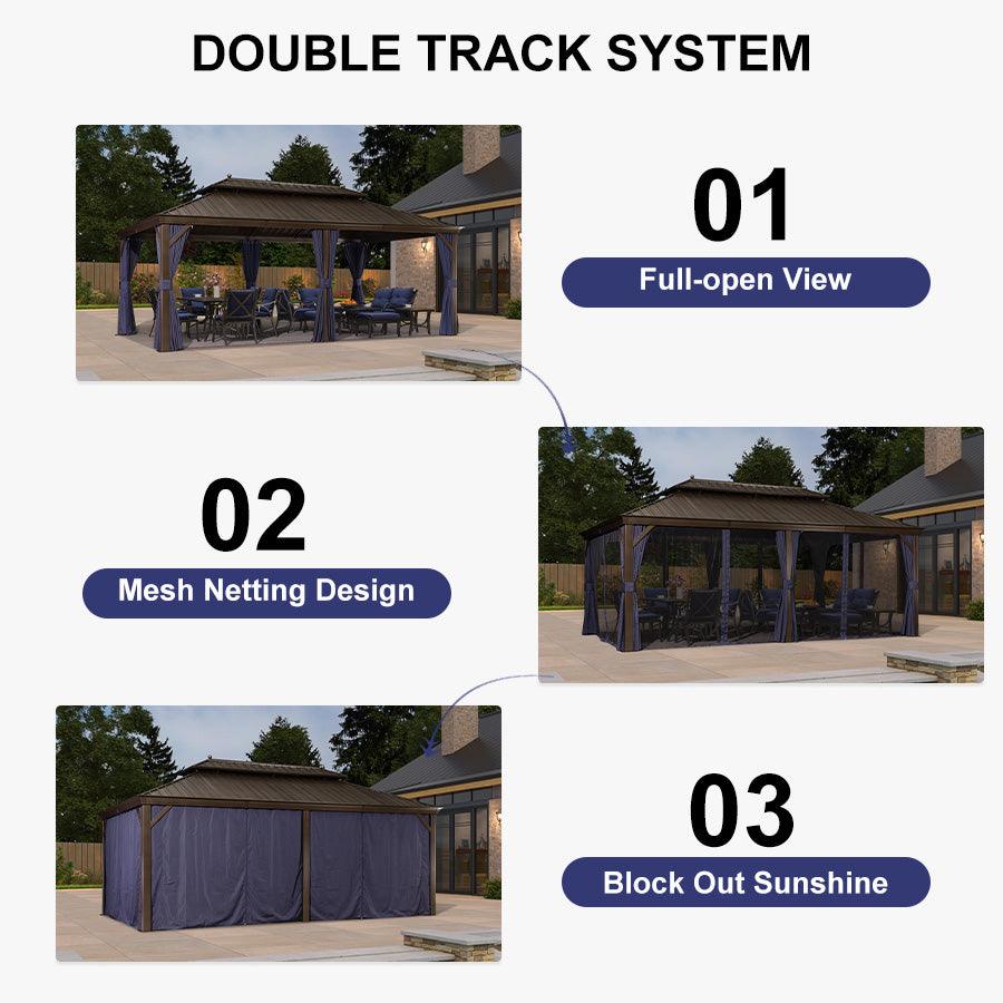 DOUBLE TRACK SYSTEM

01 Full-open View

02 Mesh Netting Design

03 Block Out Sunshine