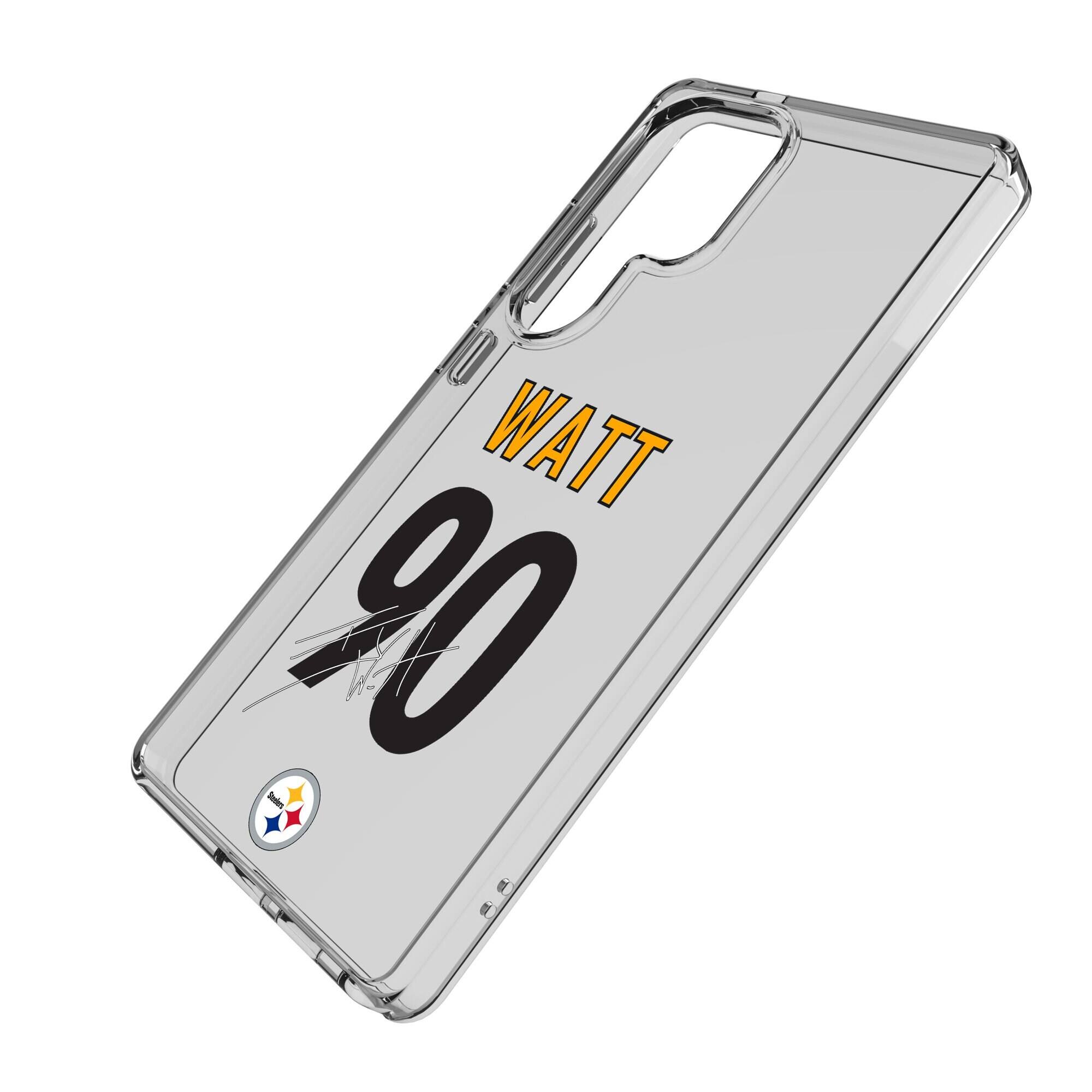 Alt View 1. Keyscaper - T.J. Watt Pittsburgh Steelers Galaxy Clear Case - S24 - Multicolor.