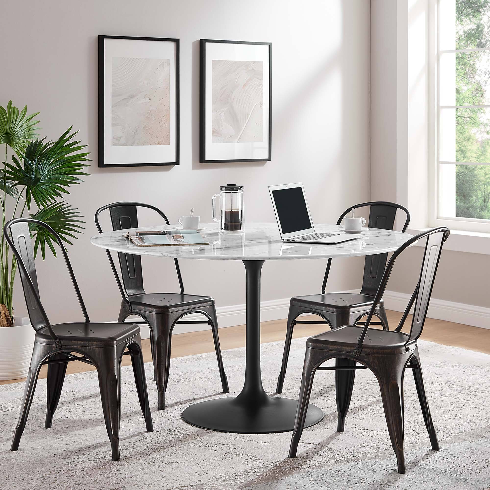 Alt View 2. Modway - Lippa 54" Round Faux Marble Dining Table by Modway - Black White.