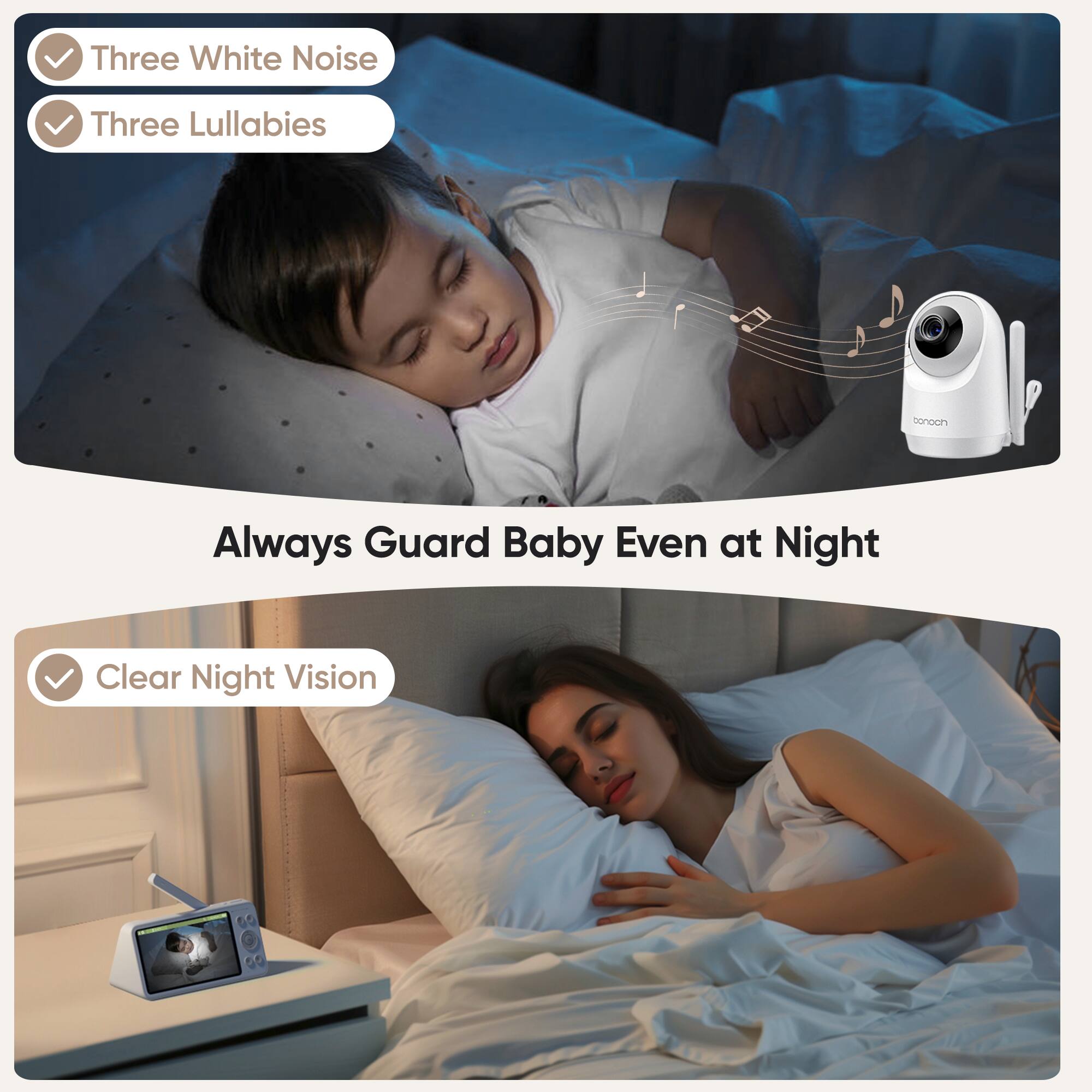Three White Noise  
Three Lullabies  
Always Guard Baby Even at Night  
Clear Night Vision