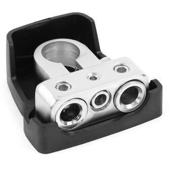 Angle. NVX - Universal Positive/Negative Car Battery Terminal with Single 1/0 to 4-Gauge and Dual 4 to 8-Gauge Outputs - Black.