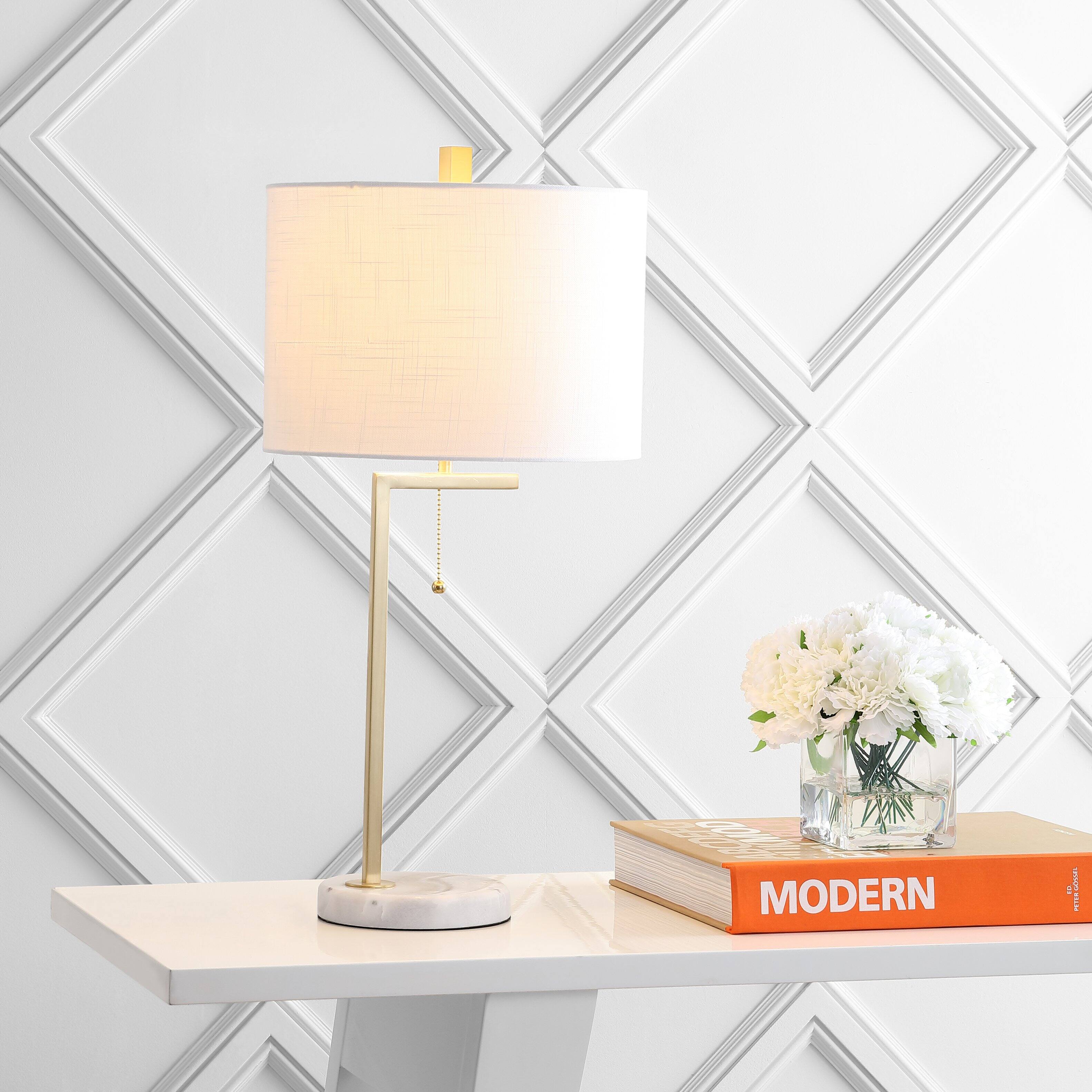 Alt View 1. Jonathan Y - Alyssa 24.5" Metal/Marble LED Table Lamp, Brass Gold/White - Brass gold/white.