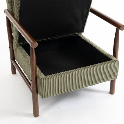 Front. GOODSILO - Modern Upholstered Accent Armchair with Hidden Storage and Waist Support Cushion for Living Room Bedroom - Antique Green.