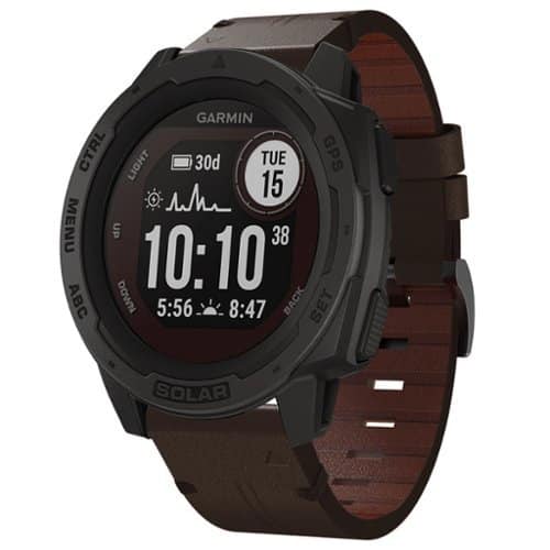 StrapsCo - Italian Leather Strap QuickFit 22 Watch Band For Garmin Instinct (Extra Long) - Espresso