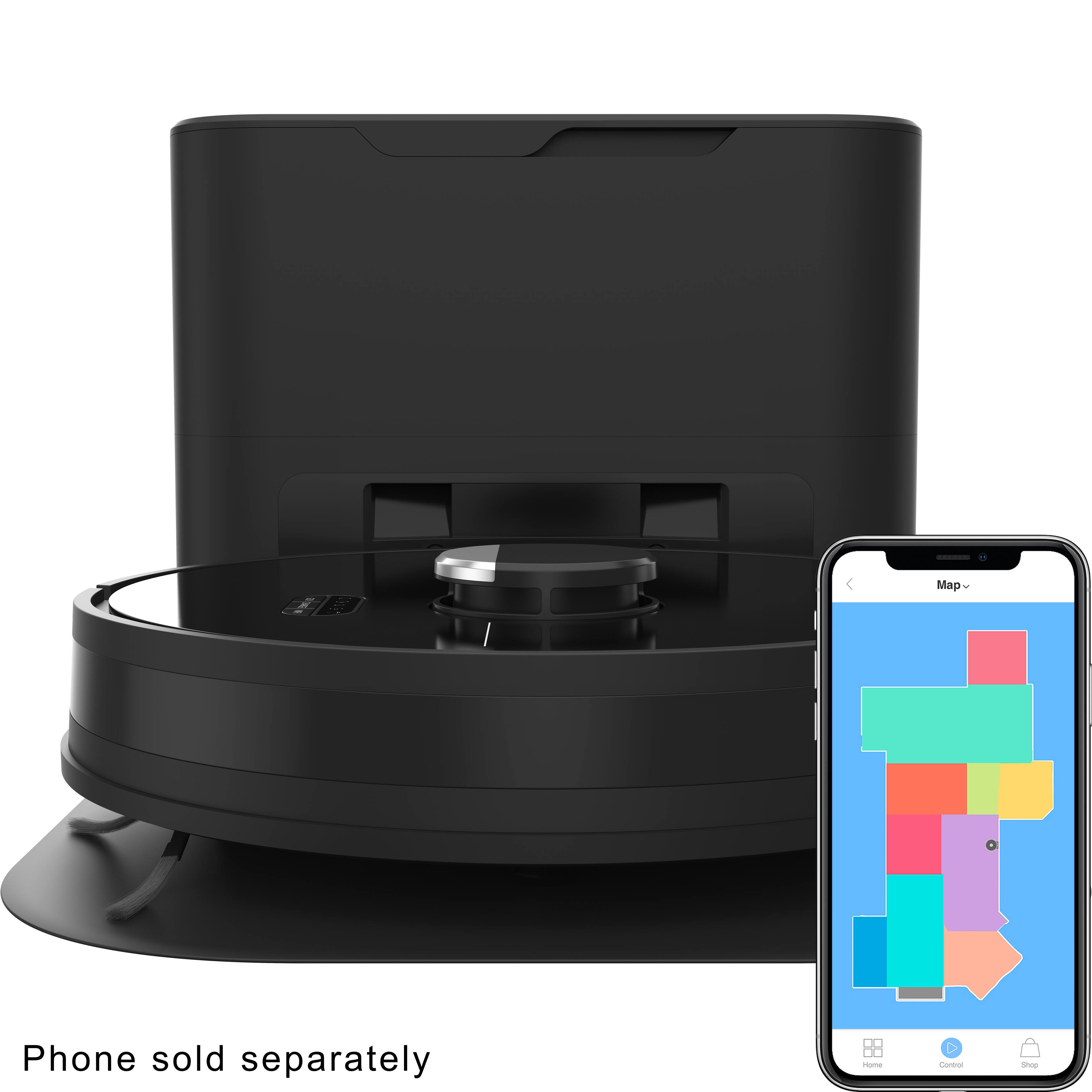 Alt View 17. bObsweep - Dustin Self-Emptying Robot Vacuum & Mop, with 100-day Dock and Patented Navigation, Wi-Fi Connected, Night - Night.