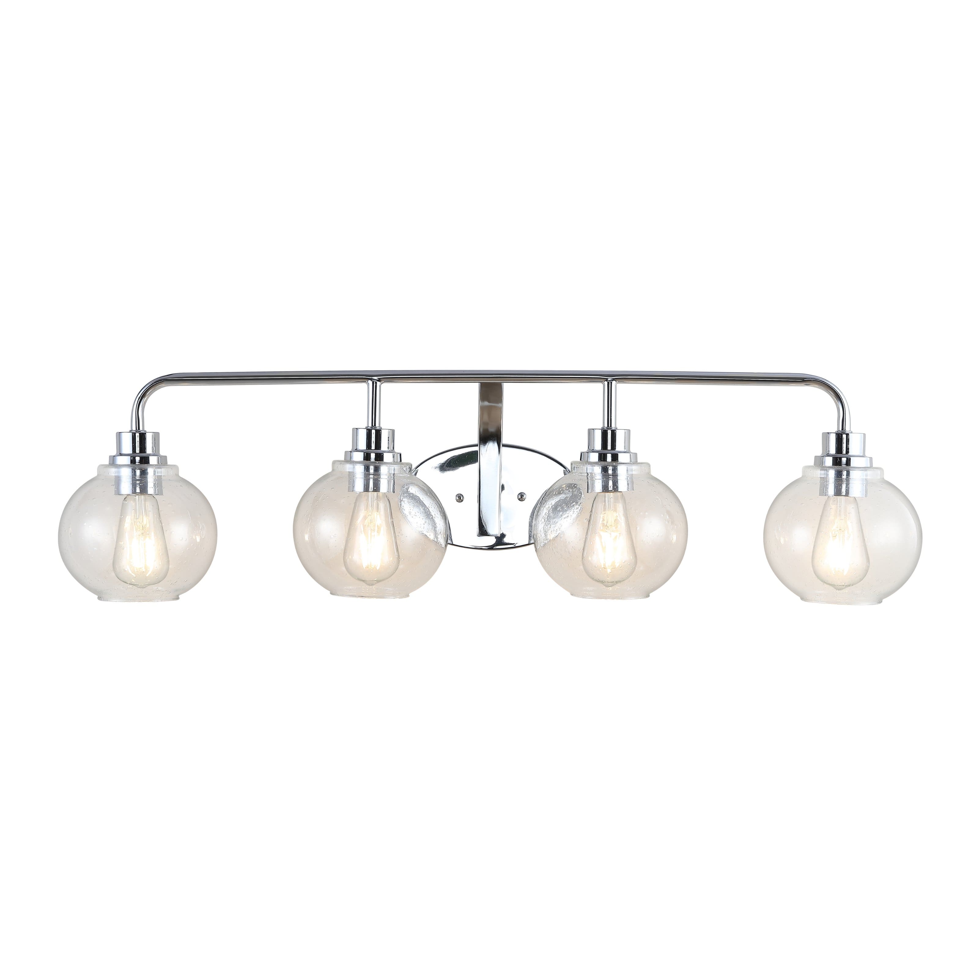 "Jonathan Y - Sandrine 36"" 4-Light Iron/Seeded Glass Cottage Rustic LED Vanity Light - Chrome" price history on PriceWatchPro