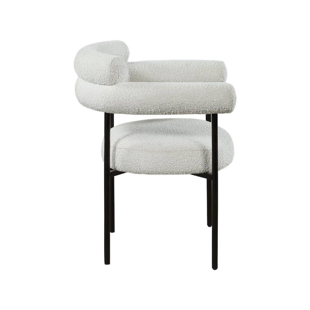 Alt View 3. Meridian Furniture - Blake Cream Boucle Fabric Dining Chair, Set of 2 - Beige.