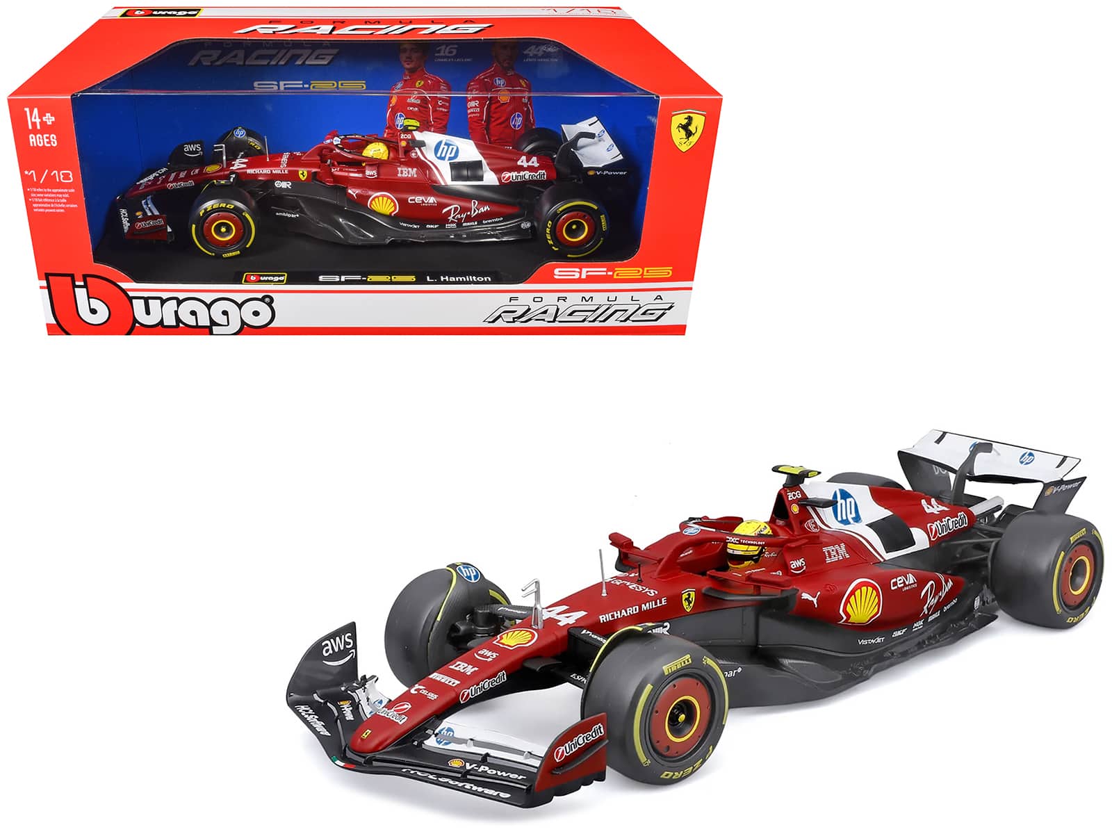 "Ferrari SF-25 #44 Lewis Hamilton Formula One F1 World Championship (2025) ""Formula Racing"" 1/18 Diecast Model by Bburago" price history on PriceWatchPro