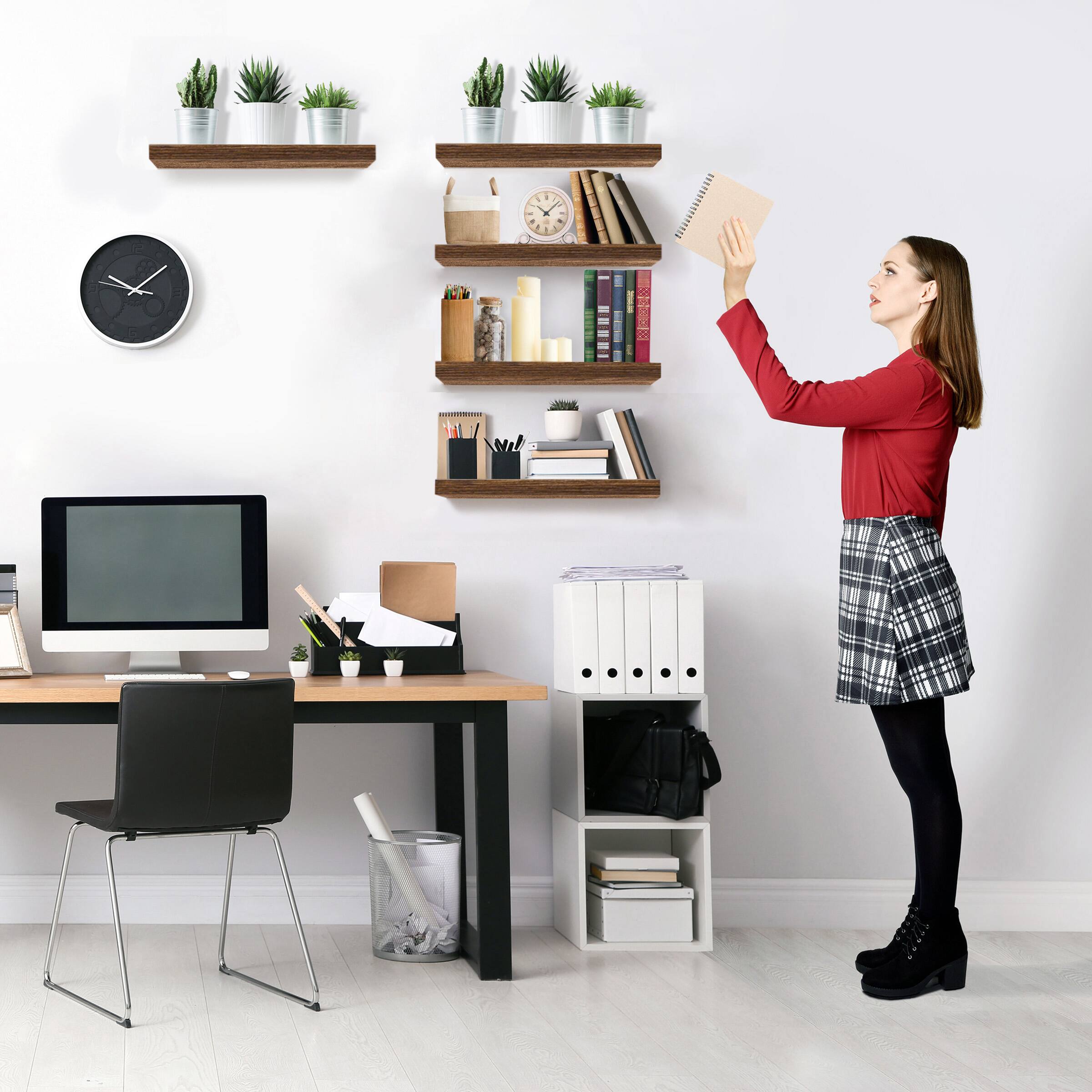 Alt View 3. Sorbus - Sorbus Floating Shelves for Wall, Bathroom Shelves Wall Mounted for Kitchen, Bedroom, Living Room, Bathroom - Walnut.