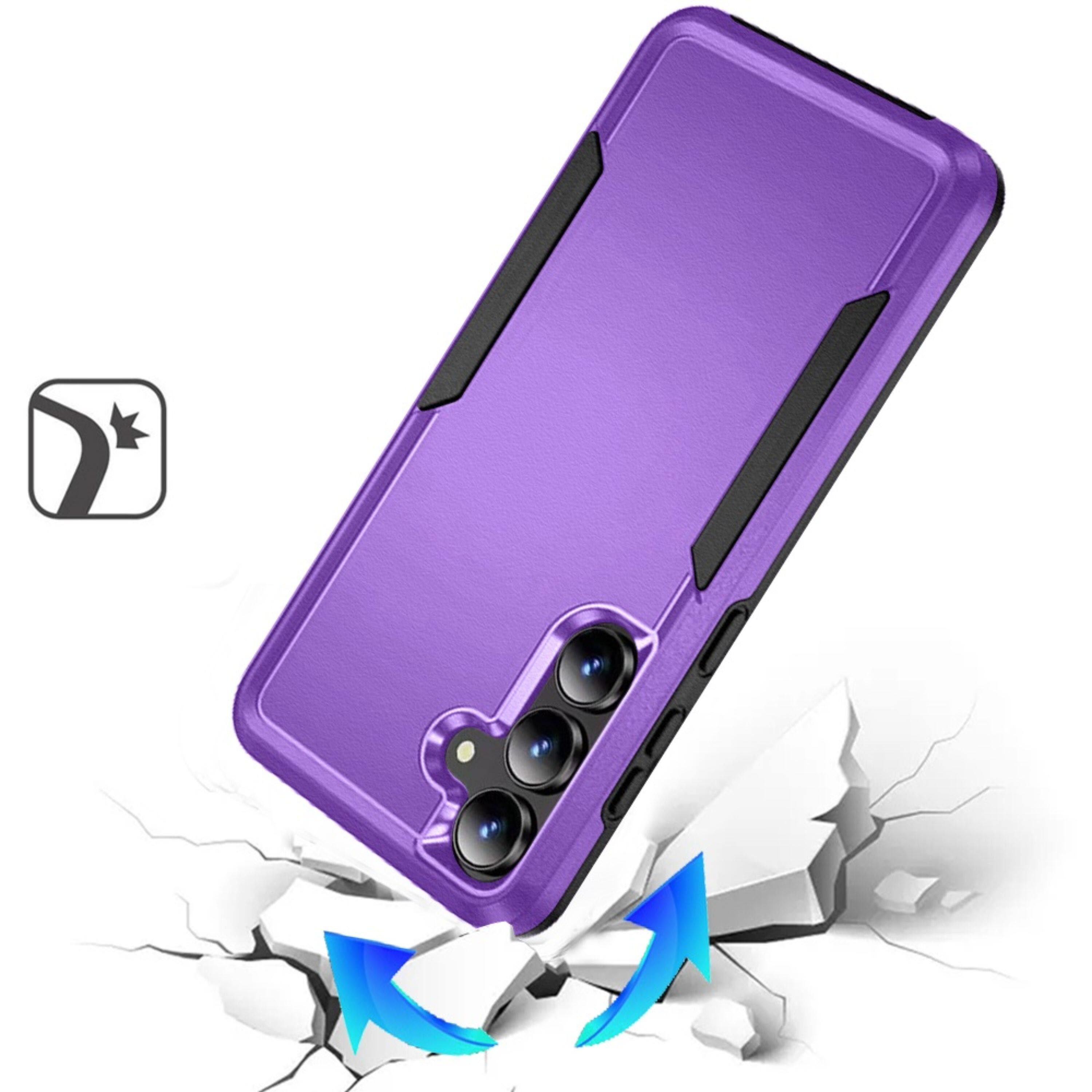 Left. Kitcheniva - Fused Rugged Shockproof Phone Cover Plus Tempered Glass For Samsung S26 FE Purple - Purple.
