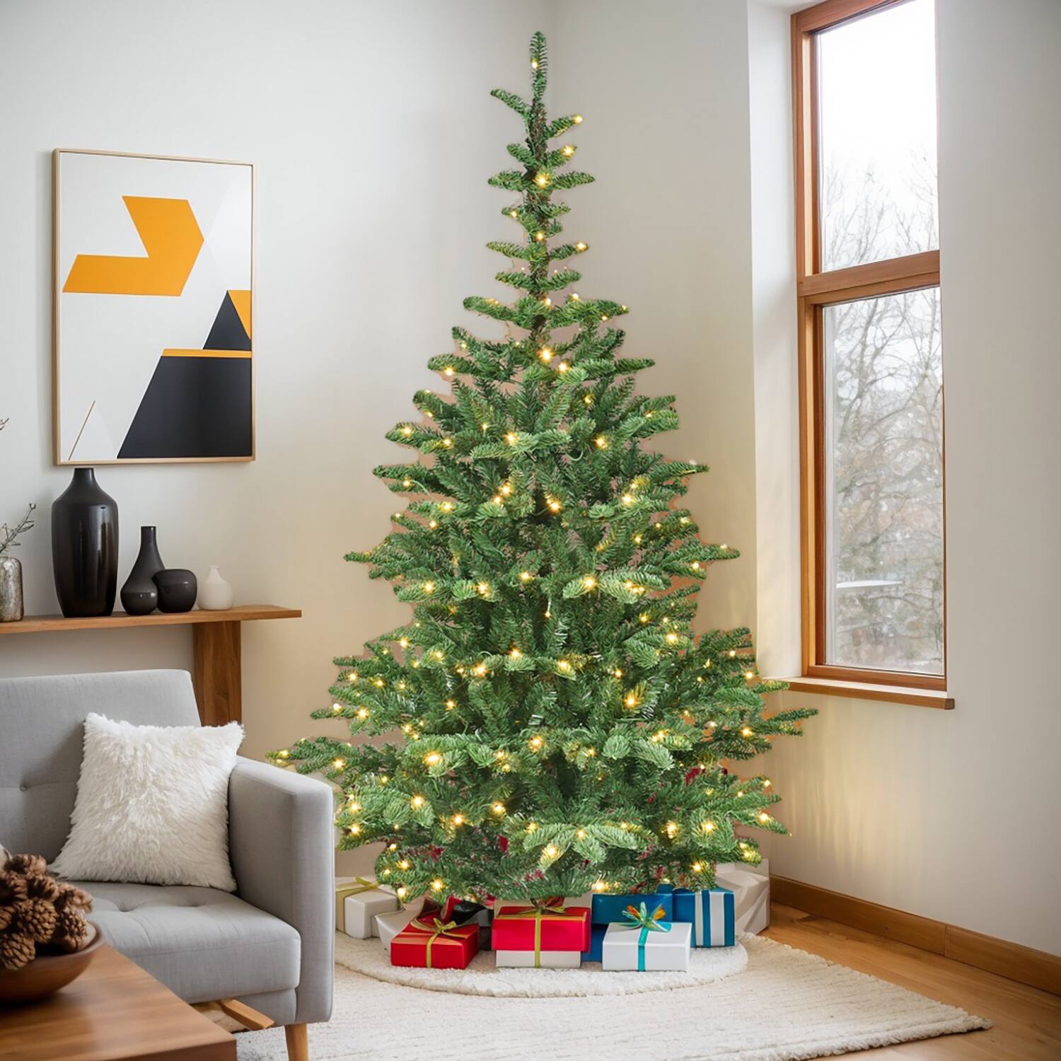 Front. Resenkos - Resenkos Artificial 6ft Green LED-lit Christmas Tree with 611PE/PVC Mixed Branch Tips - Green.