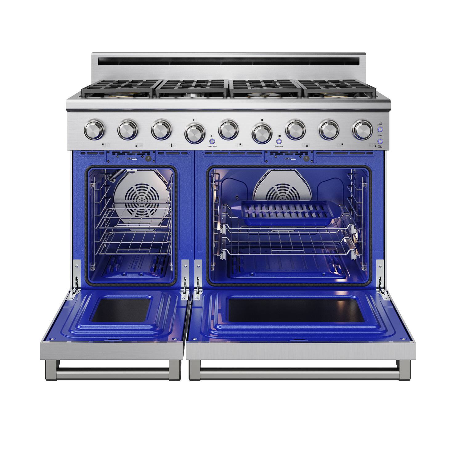 Back. Thor Kitchen - 7.6 Cu Ft. Freestanding Liquid Propane Double Oven Gas Range with Infrared Broiler - Stainless Steel.