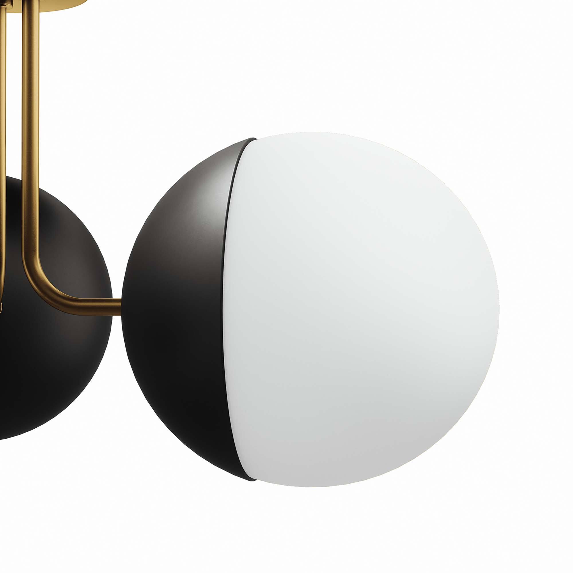 Alt View 5. Modway - Stellar 3-Light Semi-Flush Ceiling Light by Modway - Opal Satin Brass.