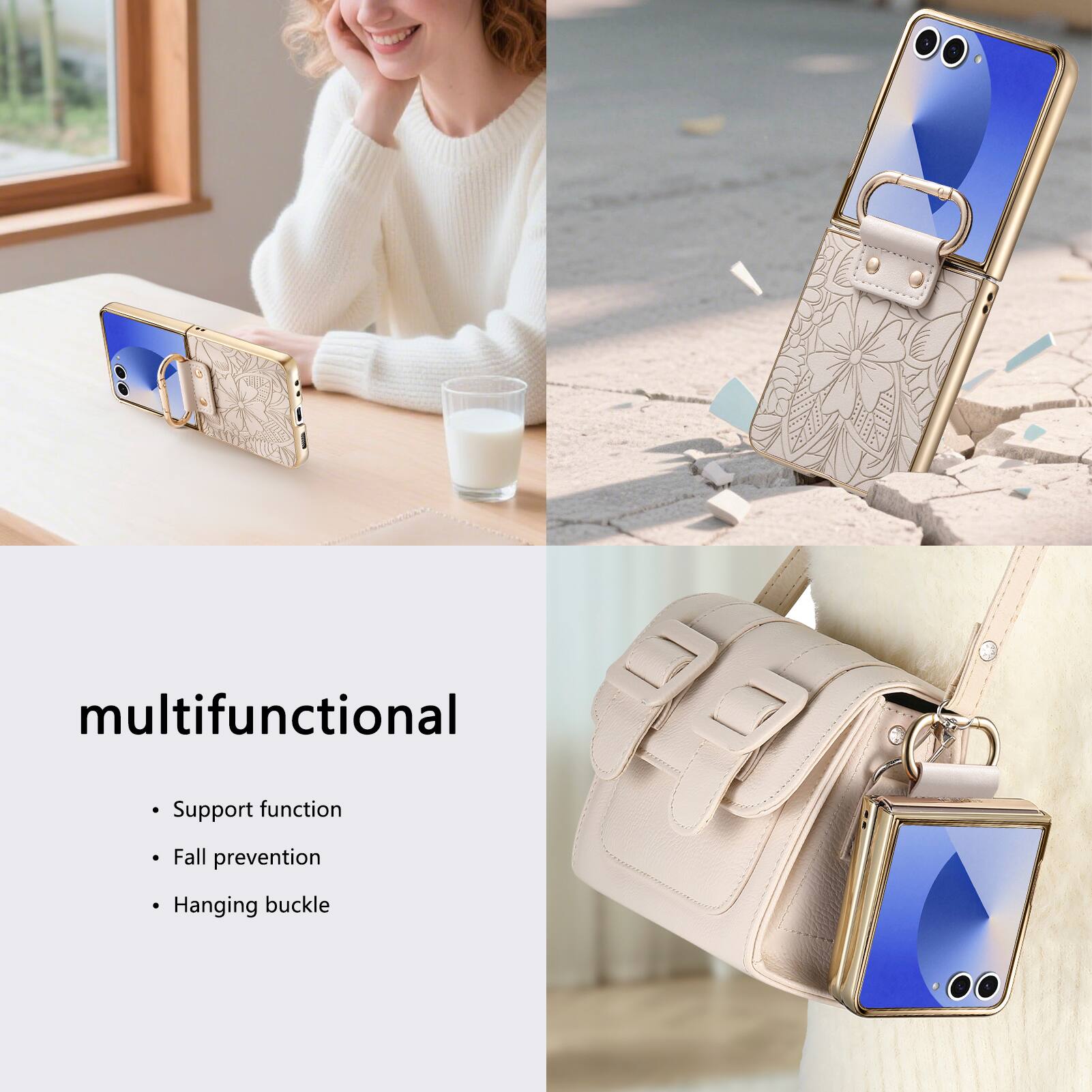 multifunctional  
- Support function  
- Fall prevention  
- Hanging buckle