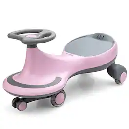 Costway - Wiggle Car Ride-on Toy w/ Flashing Wheels for Toddlers & Kids - Pink