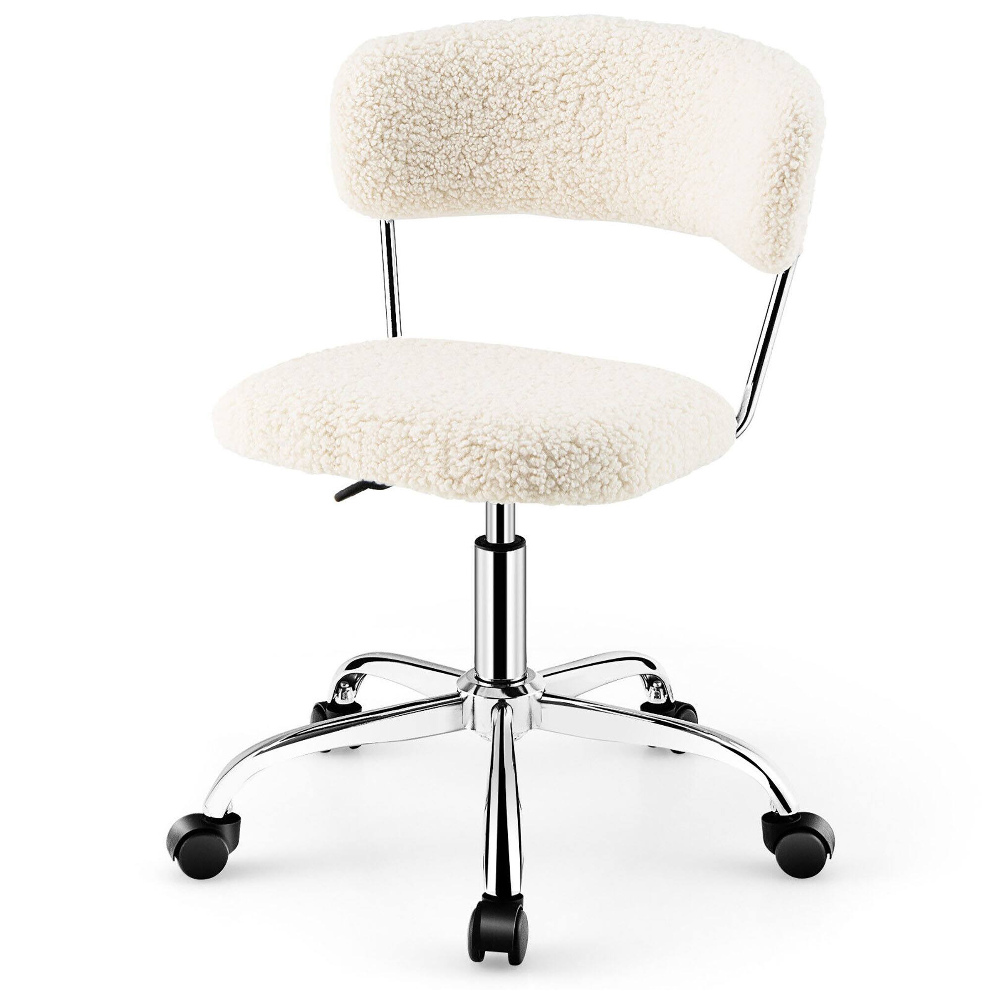 Alt View 19. Costway - Swivel Adjustable Faux Fur Computer Desk Chair - White.