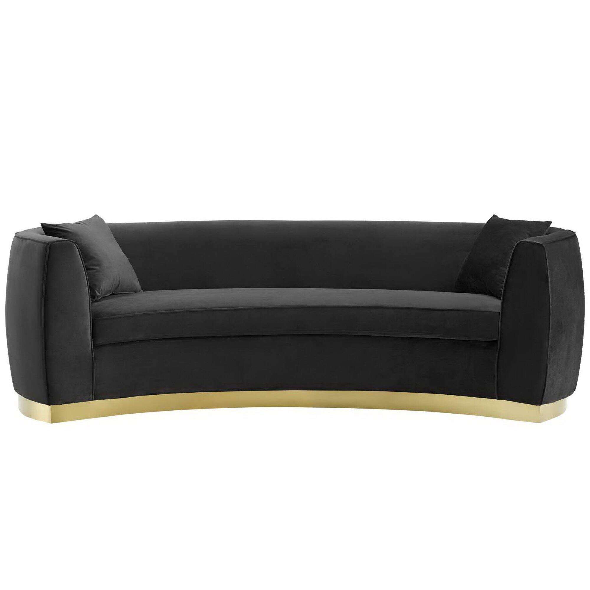 Resolute Curved Performance Velvet Sofa by Modway - Black