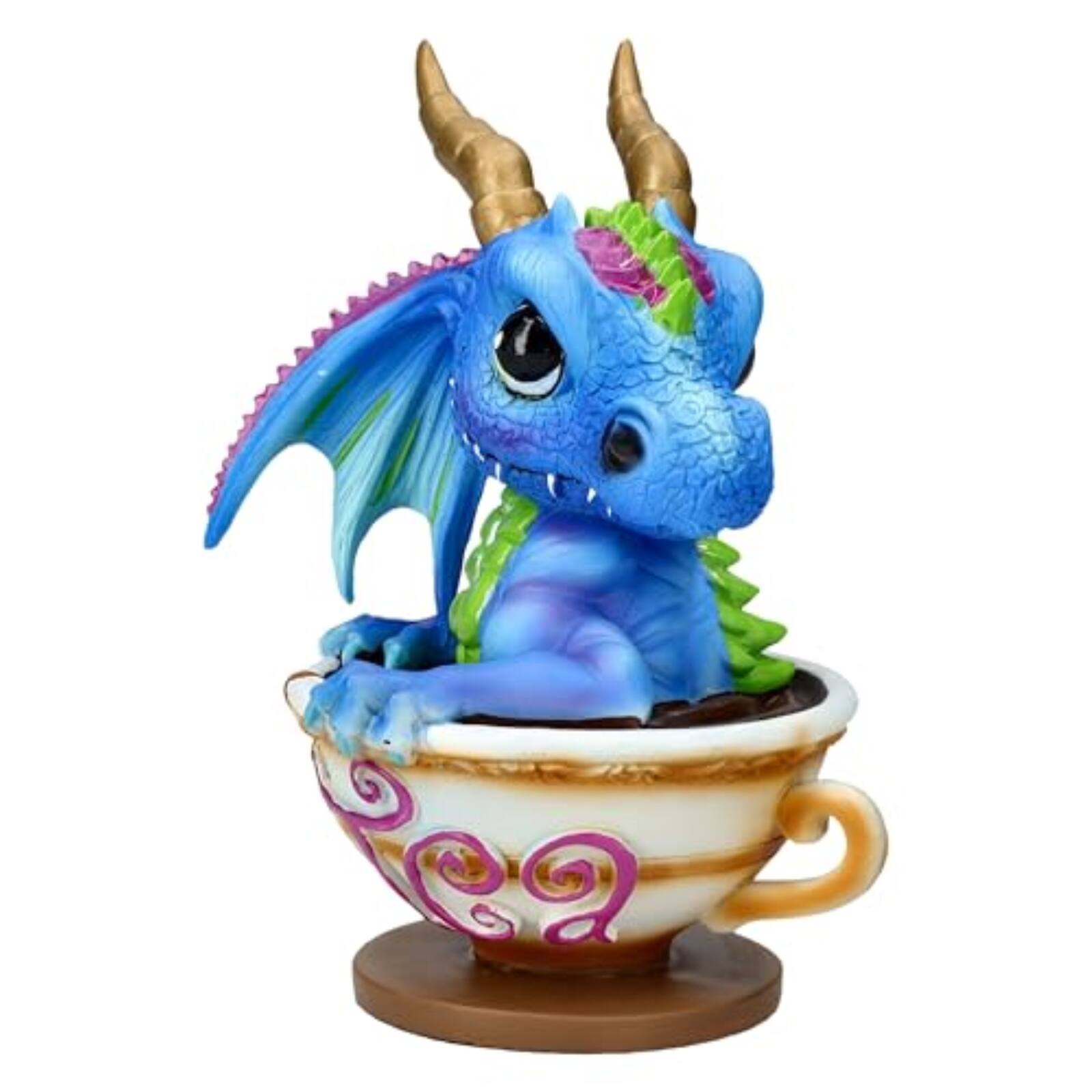 Alt View 1. Pacific Trading - Ruth Thompson Cup of Tea Blue Dragon Figurine 6.1 inches.