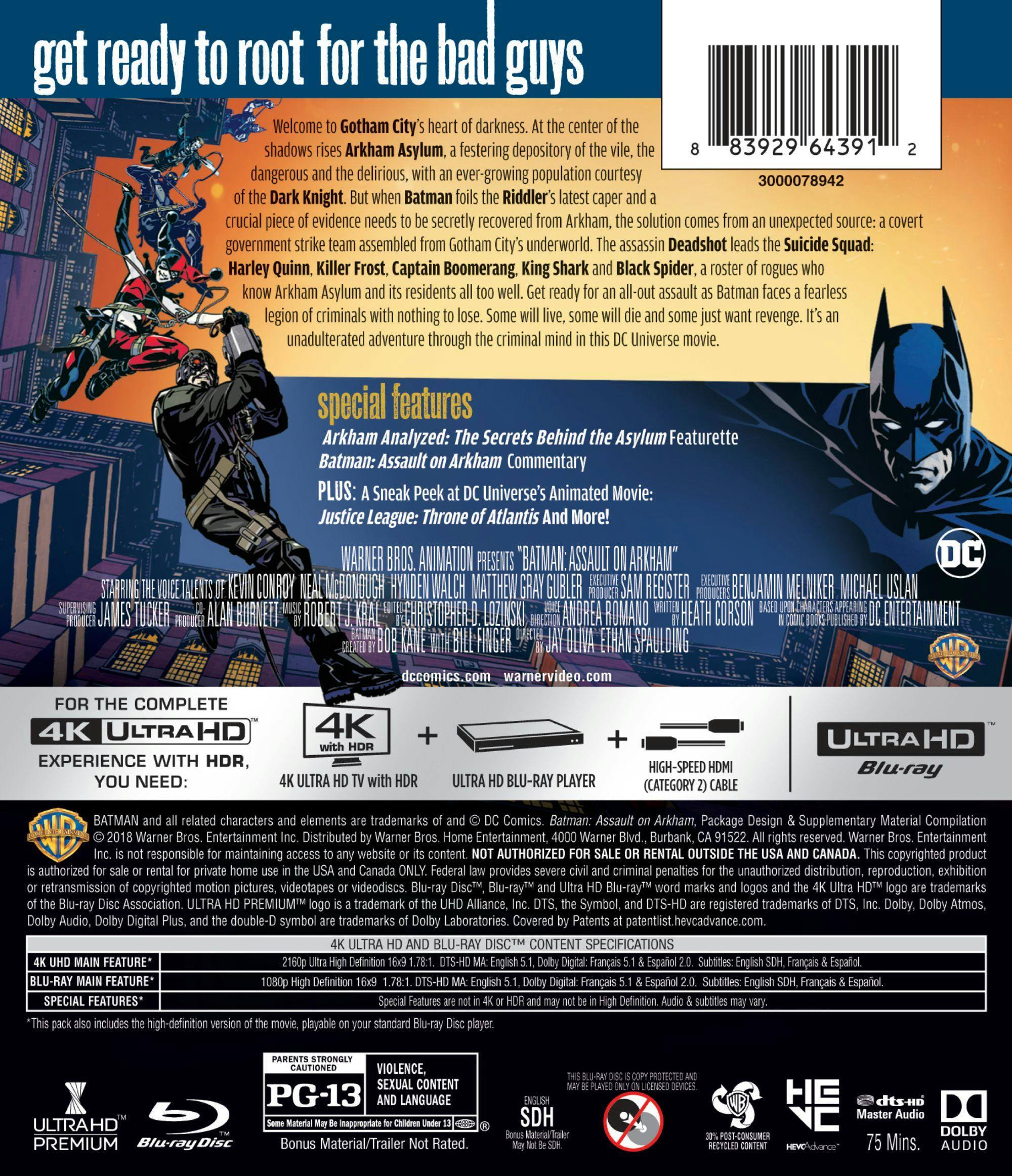 Back. Batman: Assault on Arkham   - 4K Blu-Ray.