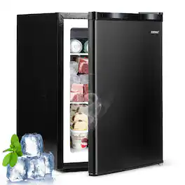 Costway - 2.1 Cu.Ft Small Refrigerator with Reversible Single Door, Adjustable Thermostat - Black