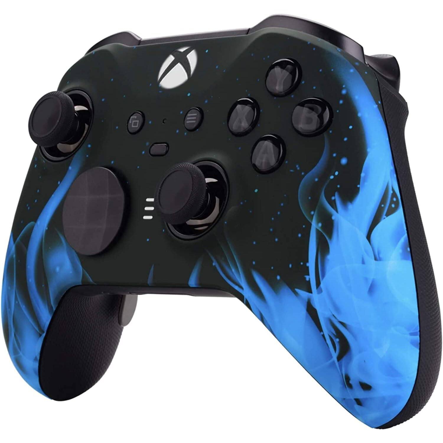 Angle. Custom Controllerzz - Custom Elite Series 2 Wireless Controller for Xbox Series X, Xbox Series S, Xbox One - Blue Flame.