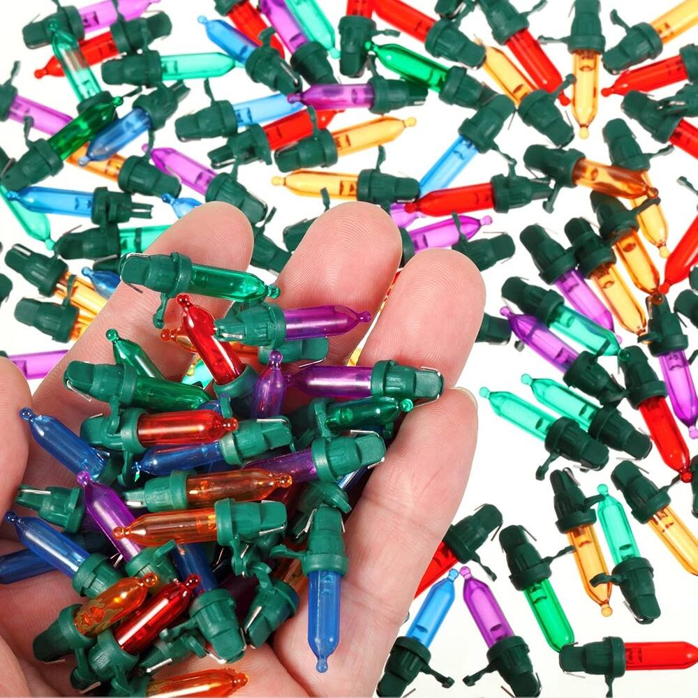 Back. MOSZAR LLC - Mini LED Christmas Light Bulbs, 120-Pack, Multicolor, Wide Angle.