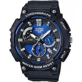 Casio - Men's Chronograph Sport Watch with Blue Dial - MCW-200H-2AV - Black