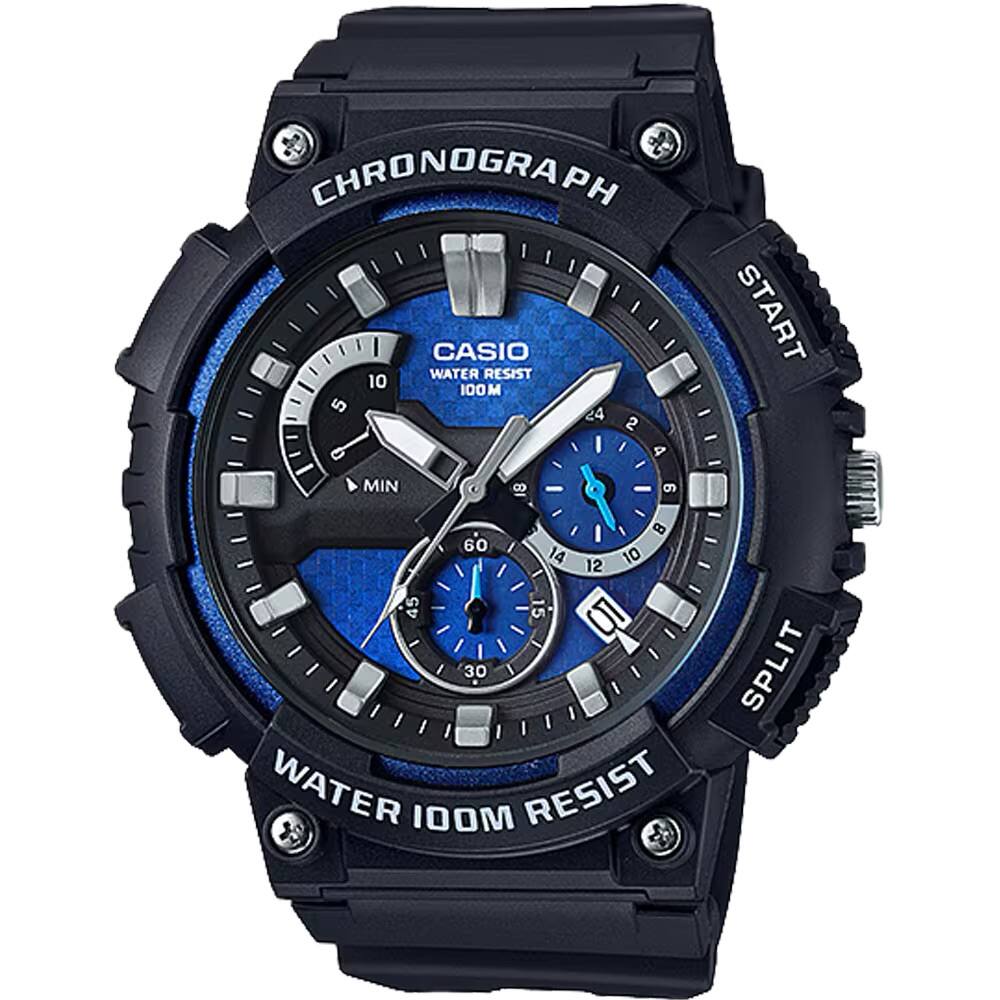 Casio - Men's Chronograph Sport Watch with Blue Dial - MCW-200H-2AV - Black