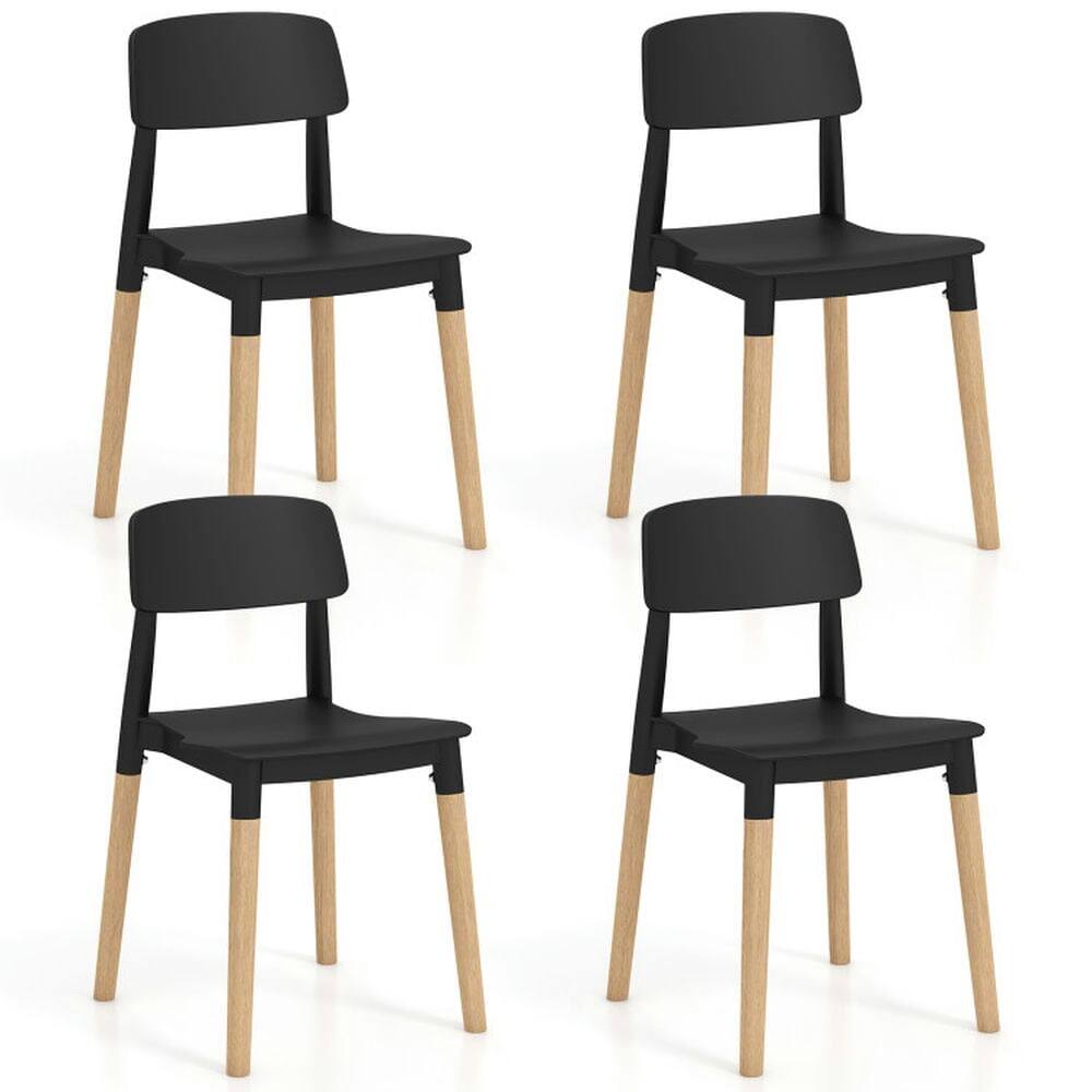 Kadyn - Dining Chairs, Kitchen Chairs Trattoria Chairs,Modern Dining Side Chairs Set of 4 with Ergonomic Backrest - Black